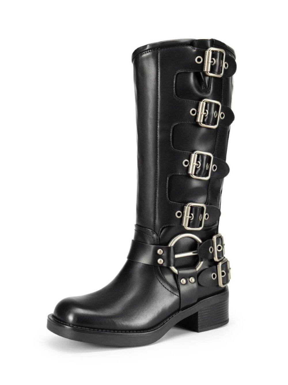Women's Knee High Biker Moto Boots